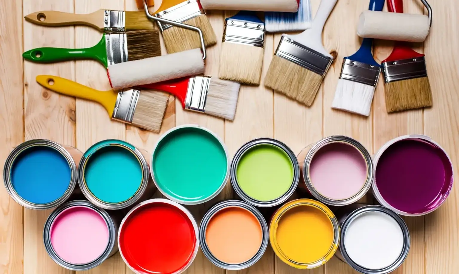 Hero image with brushes and paint buckets